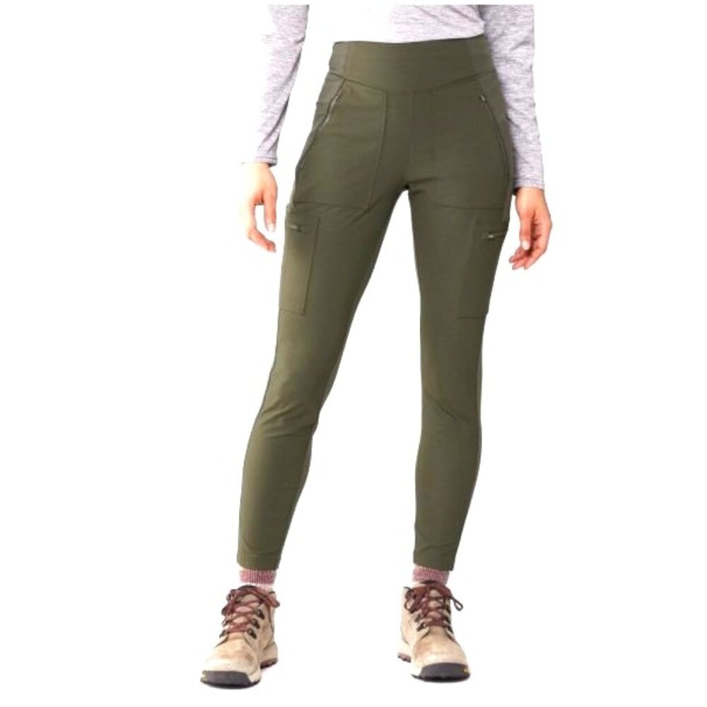 Athleta HEADLANDS Cargo ll HYBRID HIKING leggings pants zips GREEN sz 8 RT $119